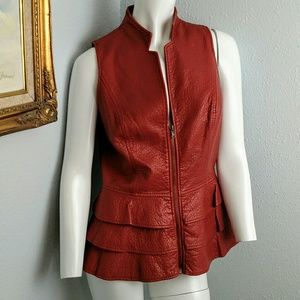 V Cristina Medium Leather-like Burnt Orange Vest